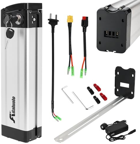 Adaluolo Ebike Akku 36V 20AH mit Ladegerät - Silverfish Elektrofahrrad Lithium Batterie Fahrrad Ersatzakku 2 Pin für E-Bike-Fahrrad Ba-fang/Tong-Sheng und andere