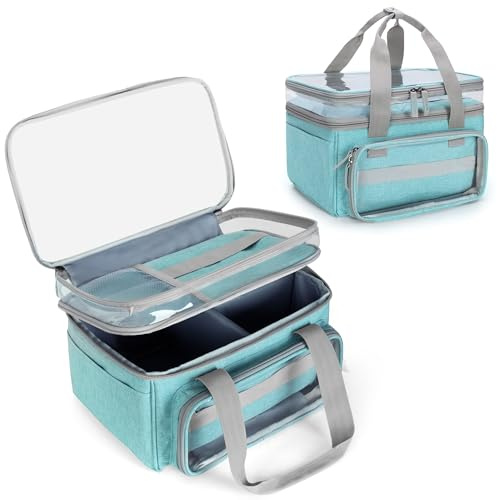 Luxja Nähtasche Groß, Nähset Aufbewahrung Tasche, Handarbeitstasche für Nähzubehör, Nähkorb für Nähzeug, Nähkoffer für Nähnadeln und Nähgarn, Blau