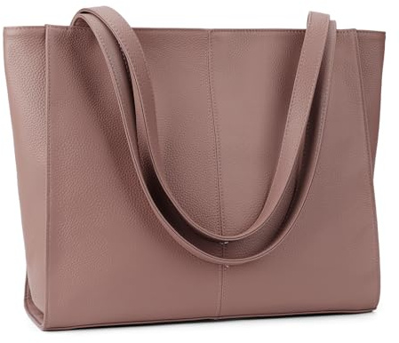 befen Echtleder Tote Bag für Frauen Arbeit Damen Leder Schultertaschen Geldbörsen Satchel Handtaschen mit Laptopfach, Pink, Medium