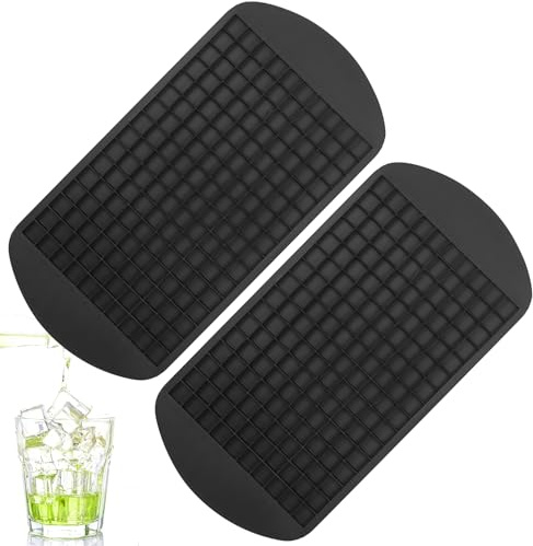2 Moules à Glaçons Mini en Silicone, Petits Cubes de Glace 1x1 cm - Lot de 2 Moules pour 160 Glaçons - Idéal pour Whisky, Cocktails, Boissons - Compatible Lave-vaisselle