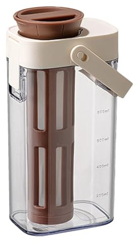 Cold Brew Coffee Maker, 1000ml Coffee Pitcher Pot, Heavy Duty Space-Saving Design, Leak-Proof ABS PP Silicone Build, Multi-Purpose for Lemonade Fruit Drinks Milk Water, Brown