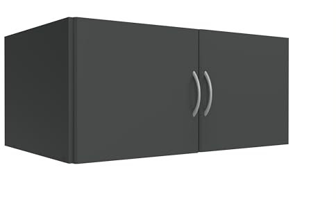 möbelando Schrankaufsatz >MRK Multiraumkonzept< 80x40x68 cm in Graphit, 2 Drehtüren, moderner Stauraum für Flur, Büro, Waschküche, Garage & Keller, Made in Germany