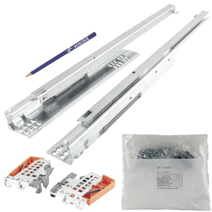 Blum Tandem Teilauszug Set, Schubladenauszug 600mm Blumotion mit praktischer Blum Kupplung, Schubladenführung Tragkraft 30kg - 1 Paar Schubladenschienen mit Kupplung