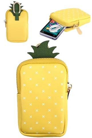 MP3 & MP4 Player Carry Case Bag for Oilsky/for TIMMKOO/for innioasis/for SWOFY 4-inch & Under Music Players,Portable MP3 Organizer Pouch for Earphone/Cable/Accessories,Yellow Pineapple(Bag Only)