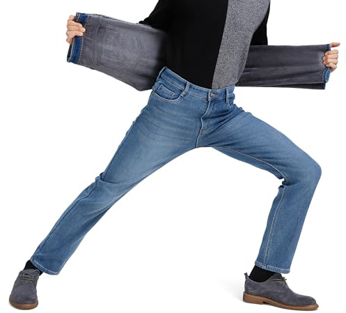 ziilay Termojeans herr termobyxor snöbyxor fodrade vinterbyxor vinterjeans med fleece fodrade byxor, 6557h tvättbar blå, 32W / 32L