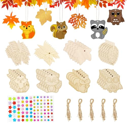 SPERMUOY Basteln Herbstdeko kinder, 40 Stück herbst Tiere bastelset kinder,Herbst Windspiel Basteln Kinder Herbstdeko Geburtstag Geschenke für Jungen Mädchen, Urlaub Handwerk