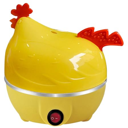 Egg Boiler, Chicken Shaped Egg Cooker, 7 Eggs Capacity Electric Egg Boiler, Boiled Eggs Maker, Stainless Steel Healthy Egg Steamer Egg Cooker Eggs Maker Machine (Yellow)