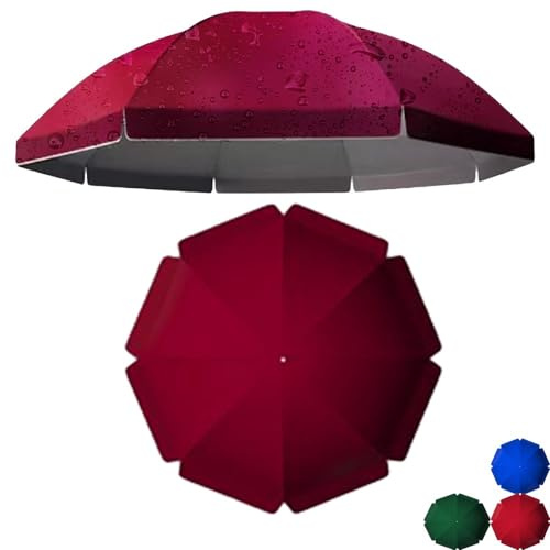 Round Table Umbrella Canopy Cover, Anti-UV Outdoor Market Parasol Replacement Cloth, 8Ribs/10Ribs Garden Yard Umbrella Top Cover Waterproof(Wine red, 3.2m(10ft)-8 Ribs)