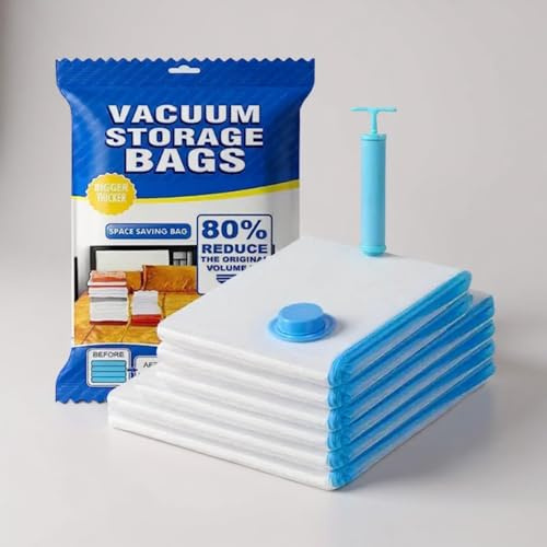 Bolsas vacio ropa para guardar invierno – Bolsas almacenaje al vacio resistentes con 1 Una bomba manual – Vacuum storage bags para ropa, 4L+4M+2XL