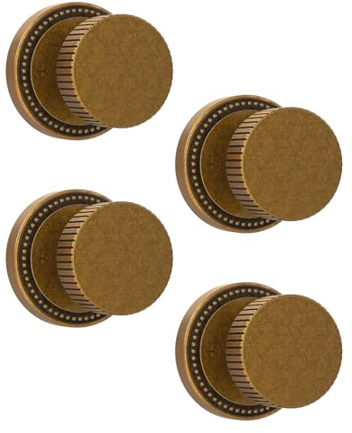 Asidrama 4 Pack Antique Brass Passage Door Knobs with Lock, Vintage Door Handles with Antique Brass Door Knobs Interior for Bedroom or Bathroom, Heavy Duty Door Lever for Left Right Sided Doors