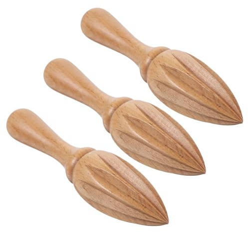 Hohopeti 3 Pièces Manuel Bois Naturel Presse-agrumes à Main pour Citron Extraction Portable et Ergonomique pour Cuisine et Pique-