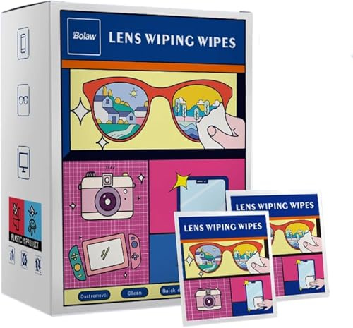 100 Packs of Lens Cleaning Wipes, Moistened Individual Wrapped Eye Glasses Cleaning Wipes, Multipurpose for Camera, Tablets, Smartphone, Screens and Other Delicate Surfaces