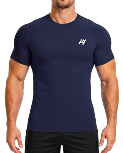 MEETWEE Rash Guard UPF50+ Kompressionsshirt Herren Langarm Kurzarm Funktionsshirt, UV Shirt Top Schwimmen Männer Sportshirt Surfen Schnelltrocknend Atmungsaktiv