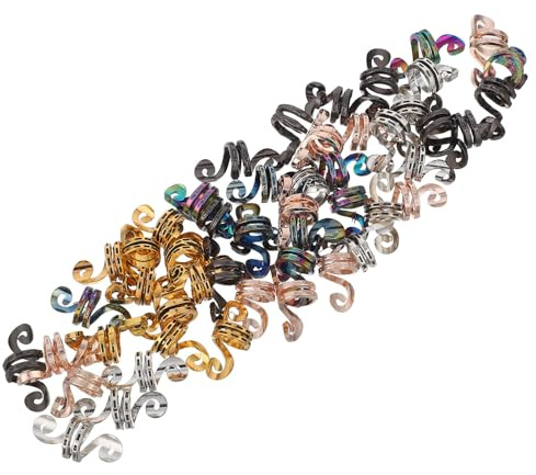 Zerodeko 50 Pezzi Accessori per Dreadlock Polsini e Anelli in Metallo Colorati Fermagli per Trecce Africane Spirale Gioielli per Chioma Dreadlock Leggeri e Facili da Usare per Styling