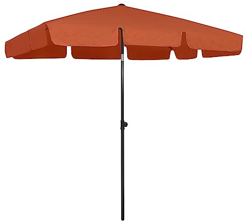 Parasol de plage en polyester résistant aux UV avec mécanisme d'inclinaison, résistant aux intempéries, pour jardin, terrasse, balcon, protection solaire optimale pour l'extérieur - Rouge terre cuite