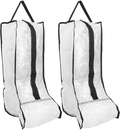 JEWEDECO Set 2 Pezzi Borsa Porta Stivali Chiusura a Cerniera, Organizer Riutilizzabile Trasparente per Scarpe Alte da Donna, Sacchetti Portaoggetti Impermeabili per Viaggio e Ripostiglio