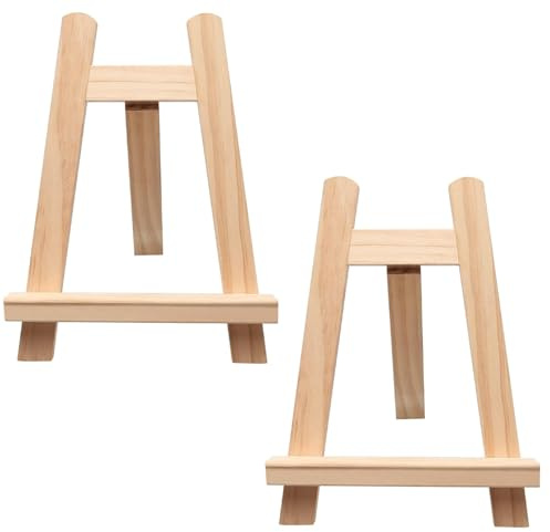 TenaLucy 2 Stück Mini Staffeleien Holz, 15 x 20 cm Tischstaffelei Kleine | Mini Staffelei Holz für Bilder, Kleine Staffelei Kinder Fotoaufsteller für Ausstellung von Malerei Zeichnung Bilderrahmen (S)