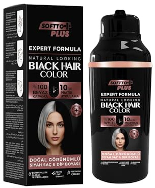 Softto Plus Expert Woman hårfärg svart – 100 % grå täckning, 10 minuters användning, ammoniakfri, naturlig hårfärg damer, enkel användning hemma | 400 ml | Förbättrad formel