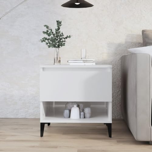 Sophrelle Mesa Auxiliar de Madera contrachapada Blanco Brillo 50x46x50 cm Blanco,819552