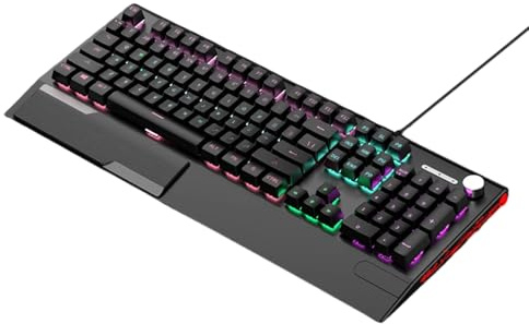 Kaeltsyn Clavier de jeu mécanique USB à 104 touches - Rétroéclairage RVB - Commutateurs de retournement - Améliore l'éclairage RVB