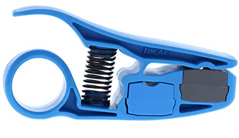 IDEAL Industries, Inc. 45-605 PrepPRO Pelacables coaxial/UTP, herramienta de pelado de cables para RG-59/RG-59 Plenum/RG-6/RG-6 Plenum/RG-6 Quad/RG-6 Quad Plenum, azul, 1 pelacables coaxiales, gris