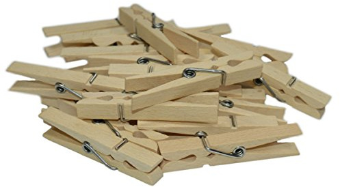 50 Sturm-Wäscheklammern aus Buchen-Holz mit extra-starker Spiralfeder 7,2x1,1cm