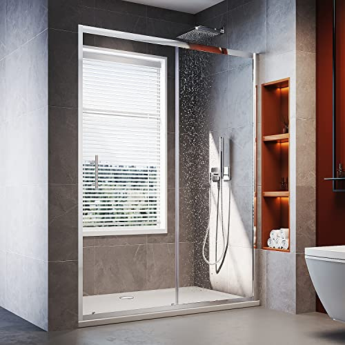ELEGANT Sliding Shower Door Reversible Bathroom Shower Enclosure Cubicles 1700mm,Chrome
