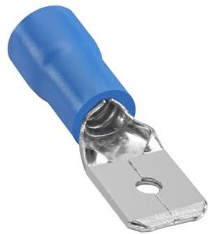 Heschen maschio rapidi vinile isolato 6.3 x 0.8 mm cavo terminale per 1.5 – 2.5 mm² (16 – 14 AWG) blu 100 pezzi