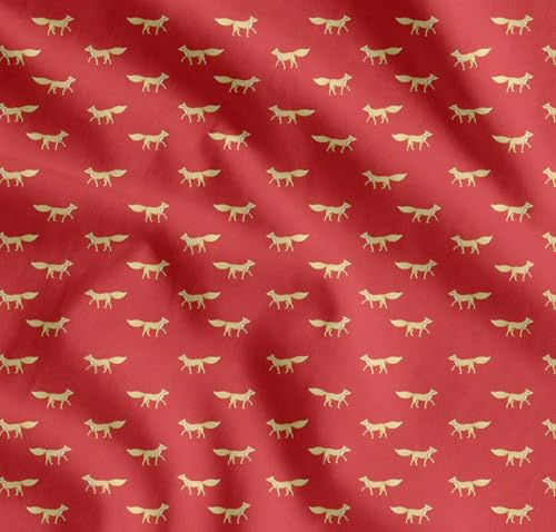 Soimoi Orange Baumwolle Batist Stoff Fuchs Tier Stoff drucken 1 Meter 42 Zoll breit