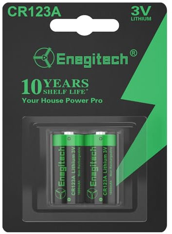 Enegitech CR123A 3V Lithium Battery, CR17345 123 3 Volt Disposable Battery for Smoke Alarm, Motion Sensor, Security Alarm Sensor, Camera Non-Rechargeable (CR123A 2 Pack)