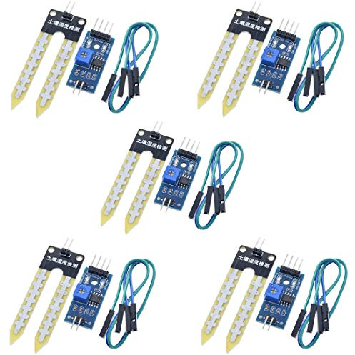Hailege 5pcs LM393 Soil Moisture Detect Sensor Soil Moisture Sensor Soil Hygrometer Detection 3.3V-5V for Automatic Watering System Robot Smart car