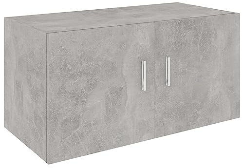 vidaXL Wandschrank mit 2 Türen Hängeschrank Wandregal Bücherregal Badschrank Schrank Aktenschrank Oberschrank Betongrau 80x39x40cm Holzwerkstoff