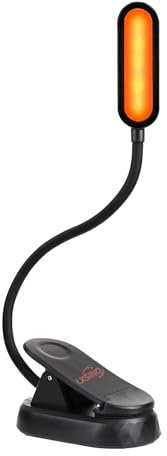 LXSINO Lampe de livre ambre, blocage de la lumière bleue, lampe de lecture à clipser à intensité variable 1600K LED chaude, batterie rechargeable intégrée de 1000 mAh, compatible avec les Kindles