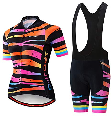 Dam cykeltröja set kortärmad + 5D vadderade cykelshorts snabbtorkande reflekterande 3-fickor S-3XL, Jp2012b, XXL