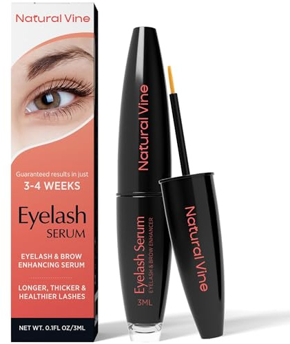 Natural Vine Eyelash Growth Serum: Lash Enhancing Serum with Advanced Formula to Boost Longer Fuller and Thicker Looking Lashes - Vegan & Cruelty-Free for Sensitive Eyes 3mL 3 Months Supply