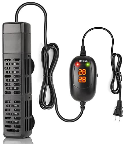 HiTauing Aquarium Heater, 50W/100W/300W/500W Submersible Fish Tank Heater with Over-Temperature Protection and Automatic Power-Off When Leaving Water for Saltwater and Freshwater