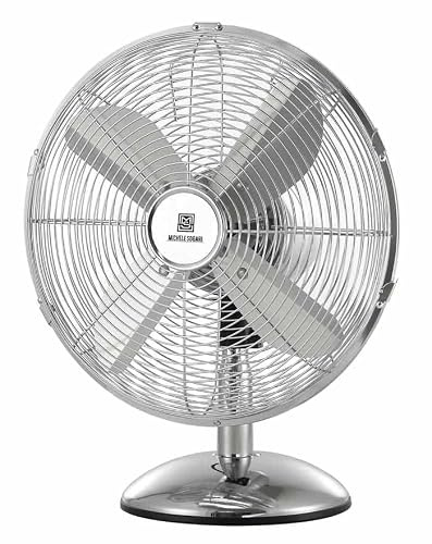 MICHELE SOGARI Ventilatore da tavolo 30 cm Base circolare 35W 3 Velocità Cromato 12
