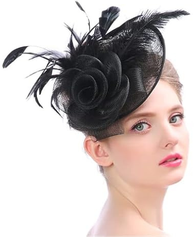 SIQITECH Organza Mesh Damen Fascinator Mit Haarnadel - Eleganter Bankett Haarschmuck 20er 50er Jahre Vintage Royal Pillbox Hut für Hochzeit, Party, Cocktail, Karneval