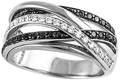 PAIHUIART Ring Ringe Damen Bijouterie Frauen Schmuck Kreuz Ringe Für Damen Gepflastert Schwarz/Weiß Vielseitig Design Alltagskleidung Accessoires Party Lady 9 F1593
