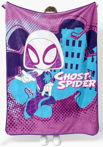 Jay Franco Spidey and His Amazing Friends Ghost Spider Gwen Throw Blanket - Measures 46 x 60 inches, Kids Bedding Features Gwen Stacy - Fade Resistant Super Soft Fleece (Official Marvel Product)