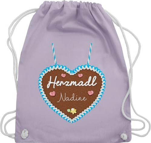 Turnbeutel Rucksack - Kompatibel Oktoberfest - Herzmadl Lebkuchenherz - Unisize - Pastell Lila - oktoberfest-tasche trachtenrucksack trachten herz juterucksack trachtenrucksäcke bayrisch name