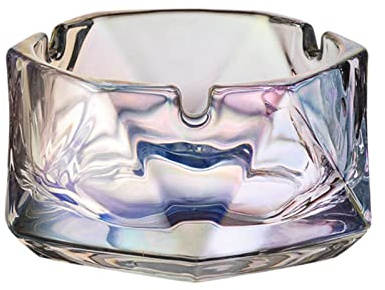 Glass Ashtray for Cigarettes, Tabletop Ashtray and Modern Decoration, Hexagonal Shape Multicolored Tabletop Decoration