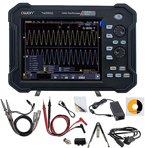 OWON TAO3102 2CH 8 Zoll tragbares Digitaloszilloskop mit 100 MHz Bandbreite und 1 GS/s Abtastrate, 4 1/2 Digitalmultimeter mit 8-Bit hochauflösendem ADC, SCPI und LabVIEW unterstützt