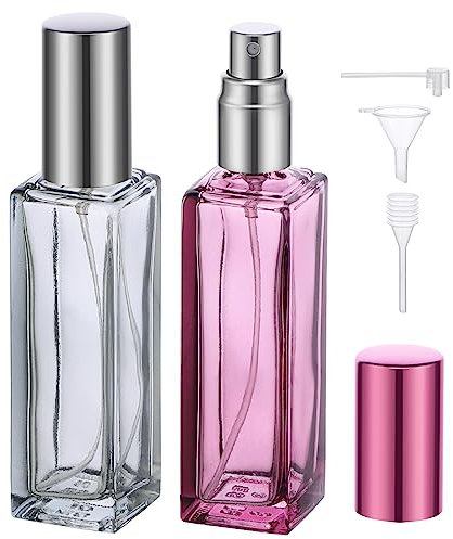 Segbeauty Atomizzatore Profumo, 2 Pezzi Porta Profumo da Viaggio Ricaricabile, Nebulizzatore Ricaricabile 20ml, per Viaggiare, Festa (Grigio, Viola)