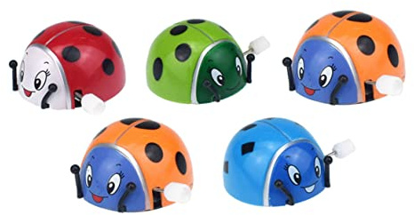Toyvian Wind- Up Toys 5 Pcs Kids Toys Cartoon Ladybird Toy Clockwork Ladybird Clockwork Toy Wind-up -up Somersault To Rotate Beetle - Up