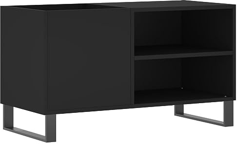 vidaXL Armoire à Disques, Support de Tourne-Disque, Armoire Latérale avec Rangement, Buffet de Salon, Moderne, Noir Bois d'Ingénierie