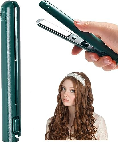 Mini Dual-Purpose Hair straighteners，2 in 1 Travel Hair Straightener and Curler,Nano Ceramic Tourmaline Coating Plate,Plug in for Use Small Hair Curler Iron for Home and Travel