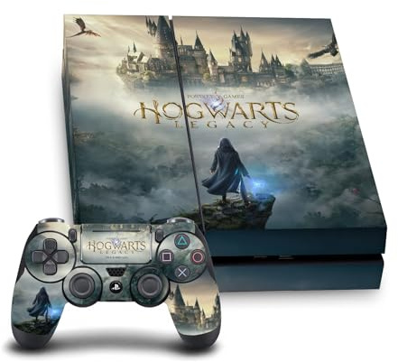Head Case Designs Officially Licensed Hogwarts Legacy Key Art Graphics Vinyl Sticker Gaming Skin Decal Cover Compatible With Sony PlayStation 4 PS4 Console and DualShock 4 Controller Bundle