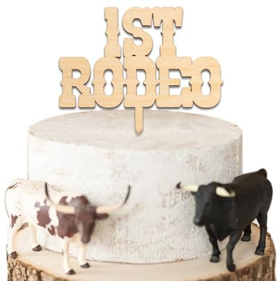 CIEQR Cake Topper, Rodeo Theme, 1st Birthday, Wood, Ideal for Baby Shower, Gender Reveal, Baby Birthday Party Decorations