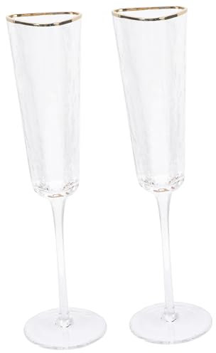 KICHOUSE 2pcs Tulip Glasses Mr Mrs Flutes for Wedding Crystal Flutes for Toasting